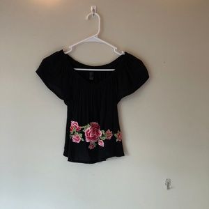 Black off the shoulder top